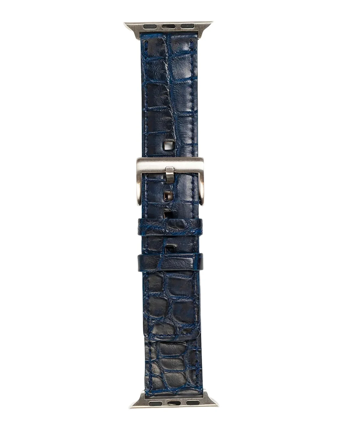 Men's Apple Watch Matte Alligator Watch Strap, Silver Finish Men's Apple Watch Matte Alligator Watch Strap, Silver Finish