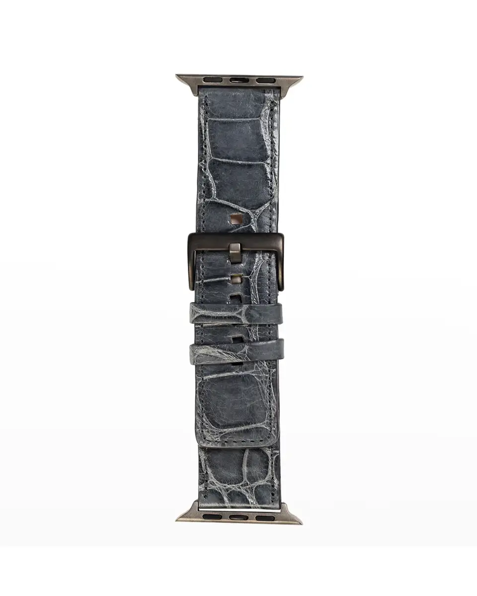 Abas Men's Apple Watch Alligator-Leather Watch Strap, Space Gray Finish | Thumbnail 2 Abas Men's Apple Watch Alligator-Leather Watch Strap, Space Gray Finish | Thumbnail 2