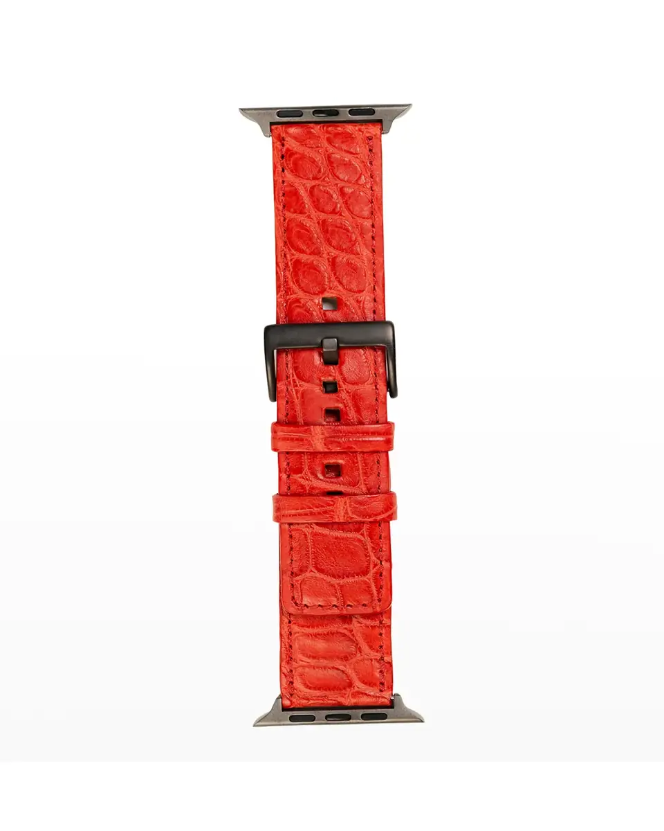Abas Men's Apple Watch Matte Alligator Watch Strap, Space Gray Finish | Thumbnail 2 Abas Men's Apple Watch Matte Alligator Watch Strap, Space Gray Finish | Thumbnail 2