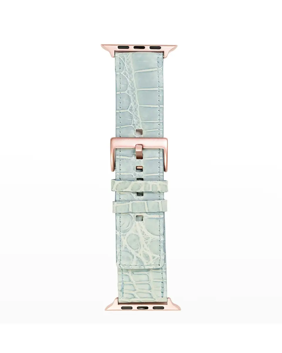 Abas Men's Apple Watch Alligator Watch Strap, Rose Gold Finish | Thumbnail 2 Abas Men's Apple Watch Alligator Watch Strap, Rose Gold Finish | Thumbnail 2