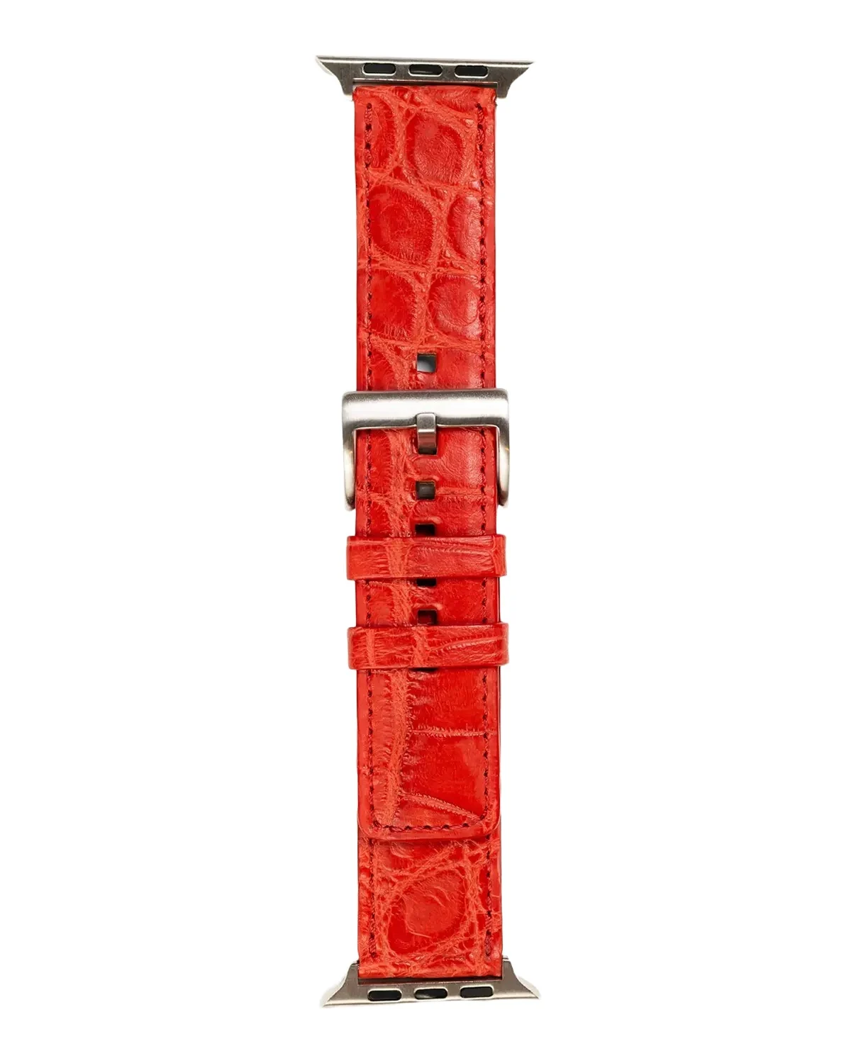 Men's Apple Watch Matte Alligator Watch Strap, Silver Finish Men's Apple Watch Matte Alligator Watch Strap, Silver Finish