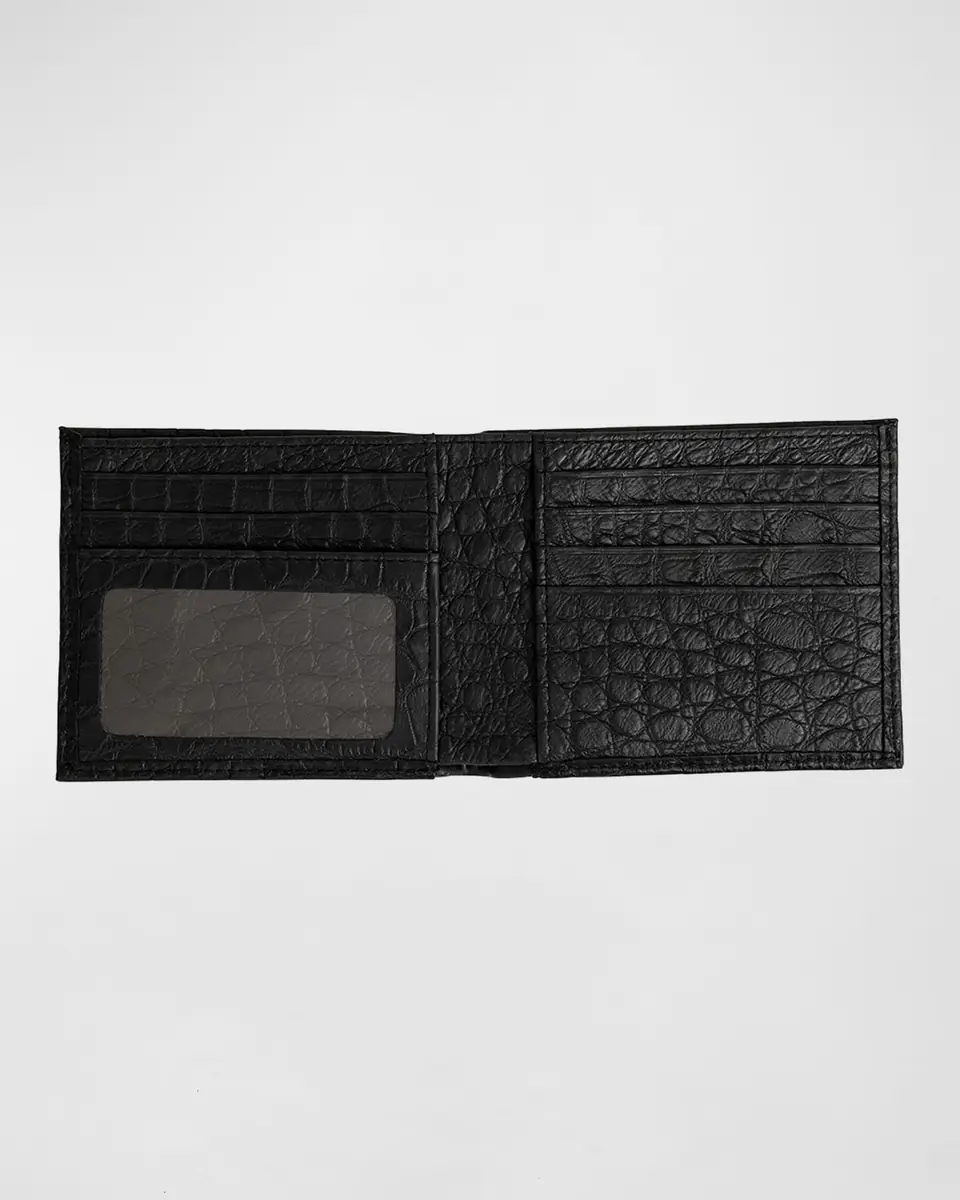 Abas Men's Matte Alligator Leather Bifold Wallet w/ ID Window | Thumbnail 2 Abas Men's Matte Alligator Leather Bifold Wallet w/ ID Window | Thumbnail 2