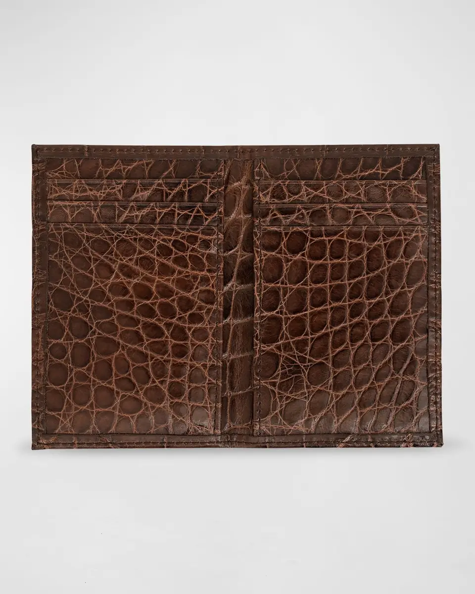 Abas Men's Glazed Alligator Leather Bifold Card Case | Thumbnail 2