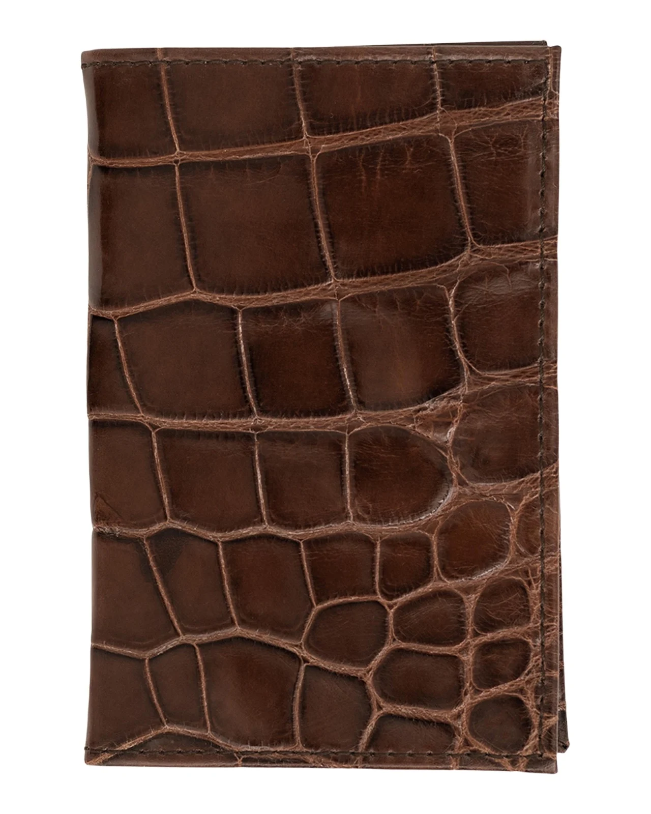 Abas Men's Glazed Alligator Leather Bifold Card Case