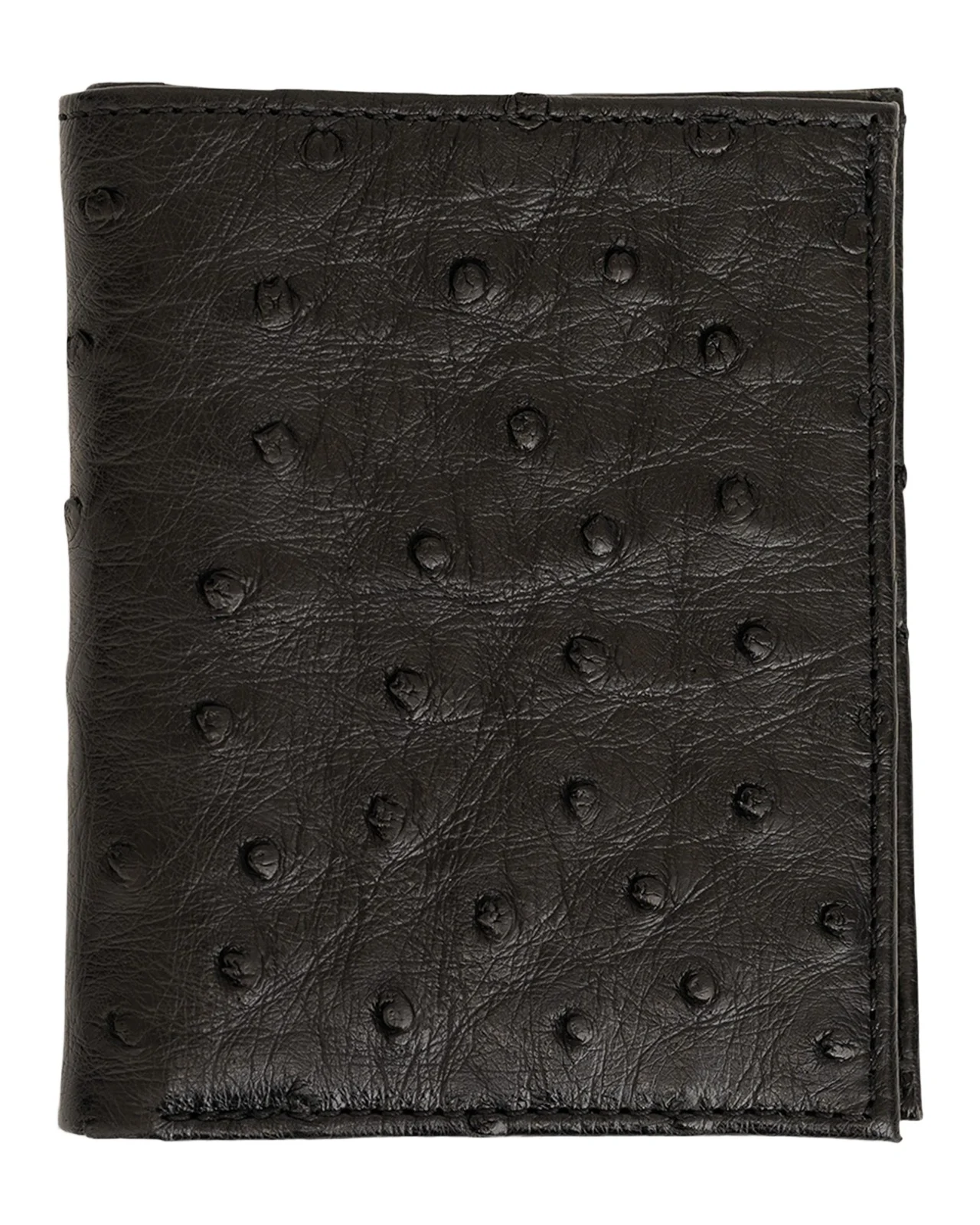 Abas Men's Ostrich Leather Bifold Wallet w/ ID Window