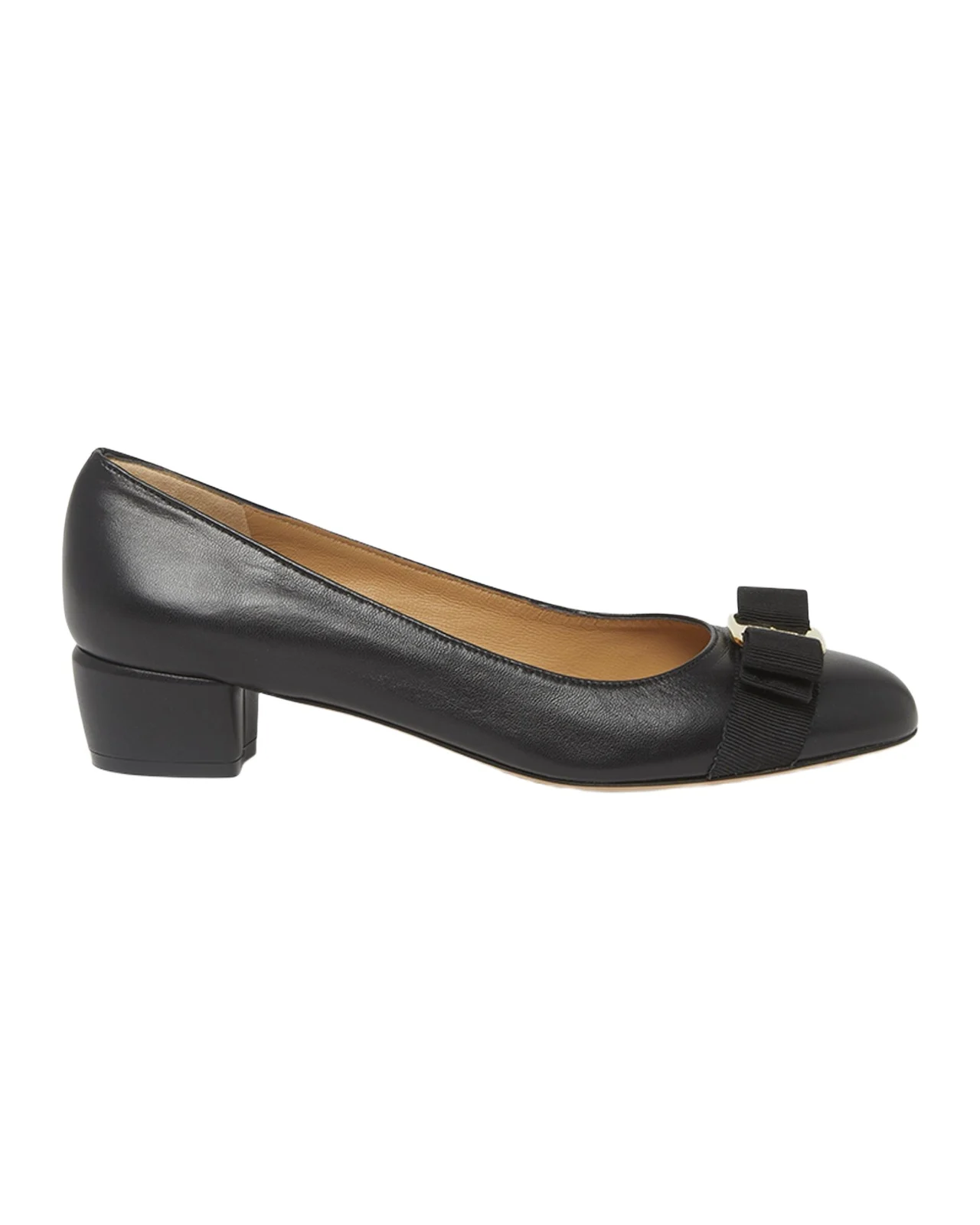 Vara Leather Bow Low Pumps