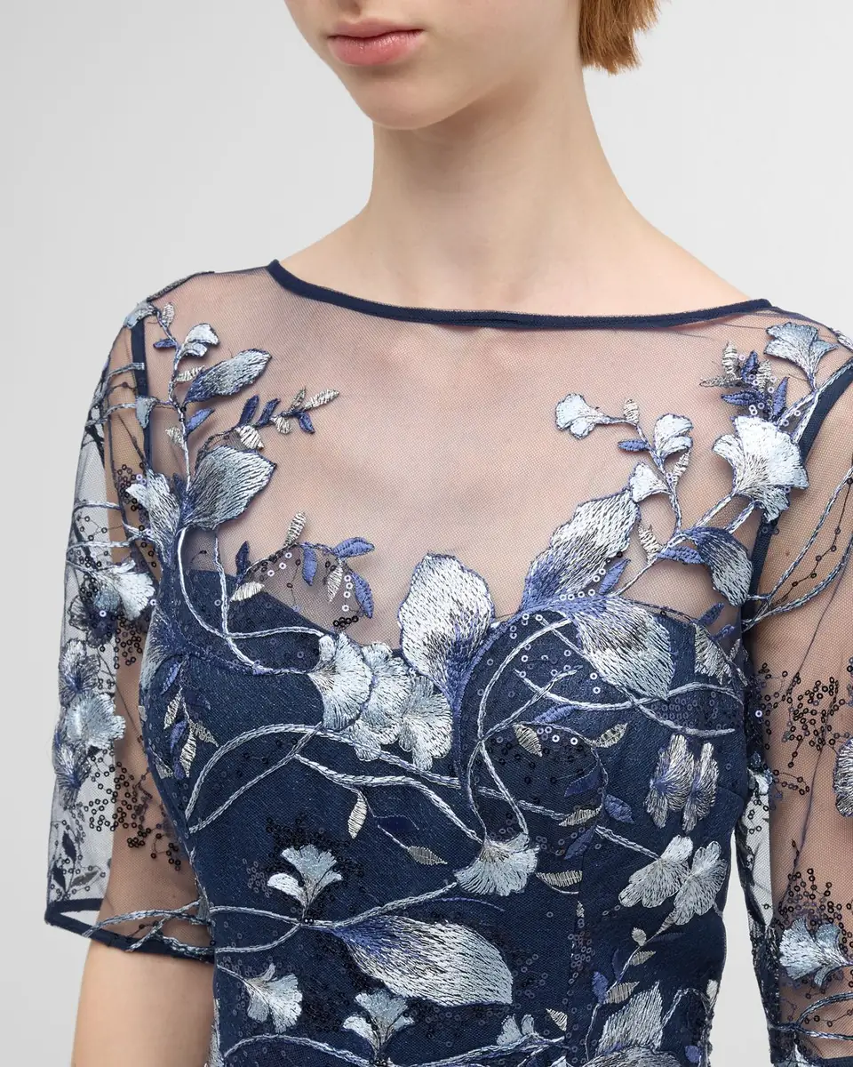 Rickie Freeman for Teri Jon Metallic Embroidered Tulle Gown | Thumbnail 5 Rickie Freeman for Teri Jon Metallic Embroidered Tulle Gown | Thumbnail 5
