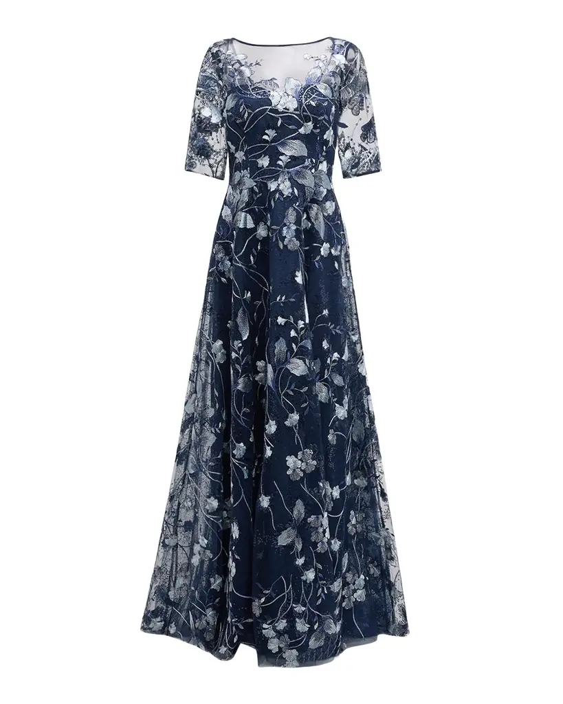 Rickie Freeman for Teri Jon Metallic Embroidered Tulle Gown | Image 1 Rickie Freeman for Teri Jon Metallic Embroidered Tulle Gown | Image 1