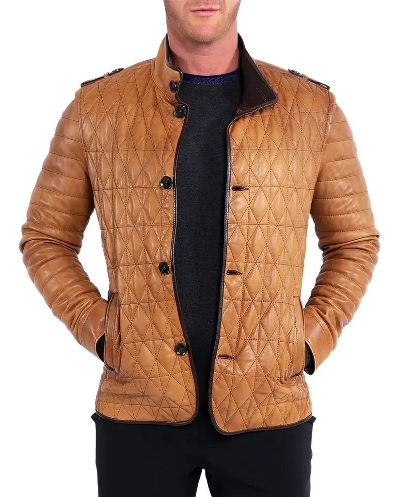 Maceoo Men's Leather Field Jacket | Image 1 Maceoo Men's Leather Field Jacket | Image 1
