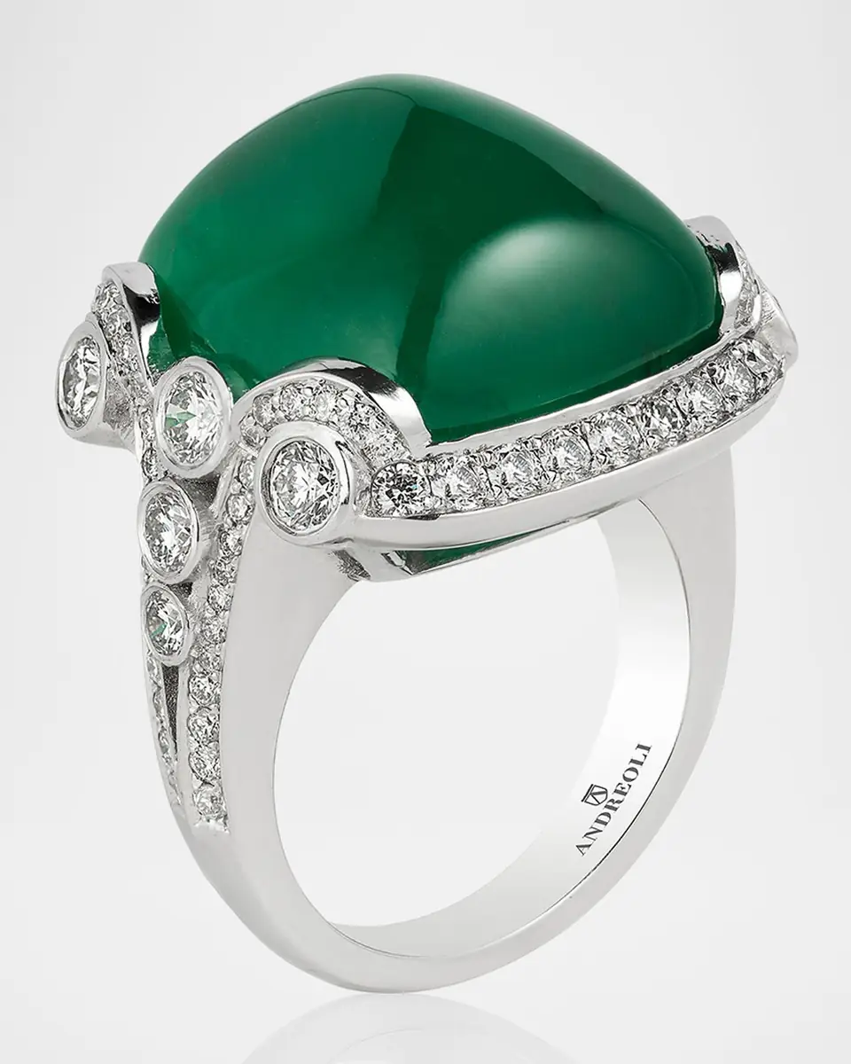 Andreoli Platinum Brazilian Emerald and Diamond Ring, Size 6.5 | Thumbnail 2 Andreoli Platinum Brazilian Emerald and Diamond Ring, Size 6.5 | Thumbnail 2