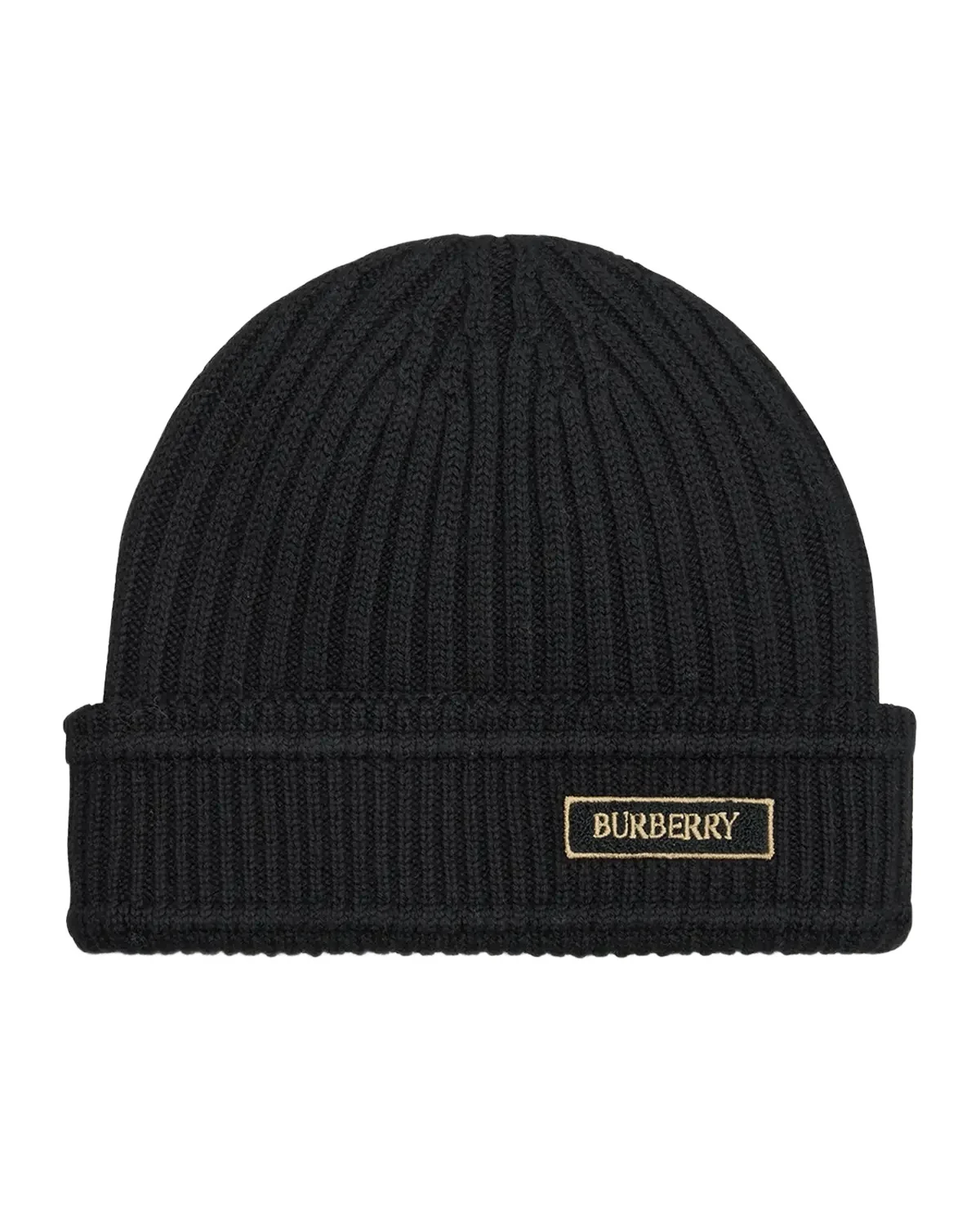 Burberry Men's Ribbed Wool Logo Beanie Hat