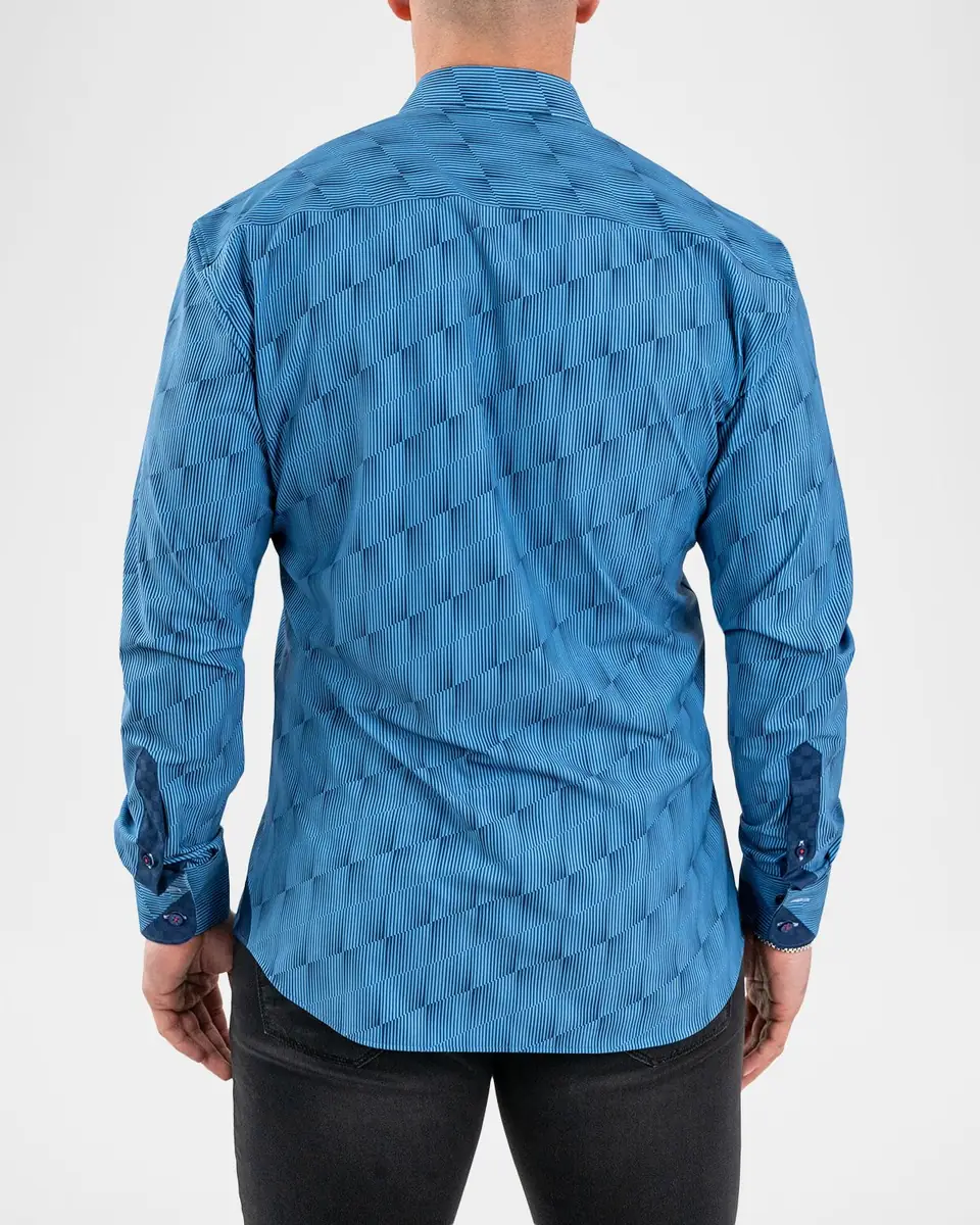 Maceoo Men's Einstein Abstract Linework Stretch Sport Shirt | Thumbnail 2
