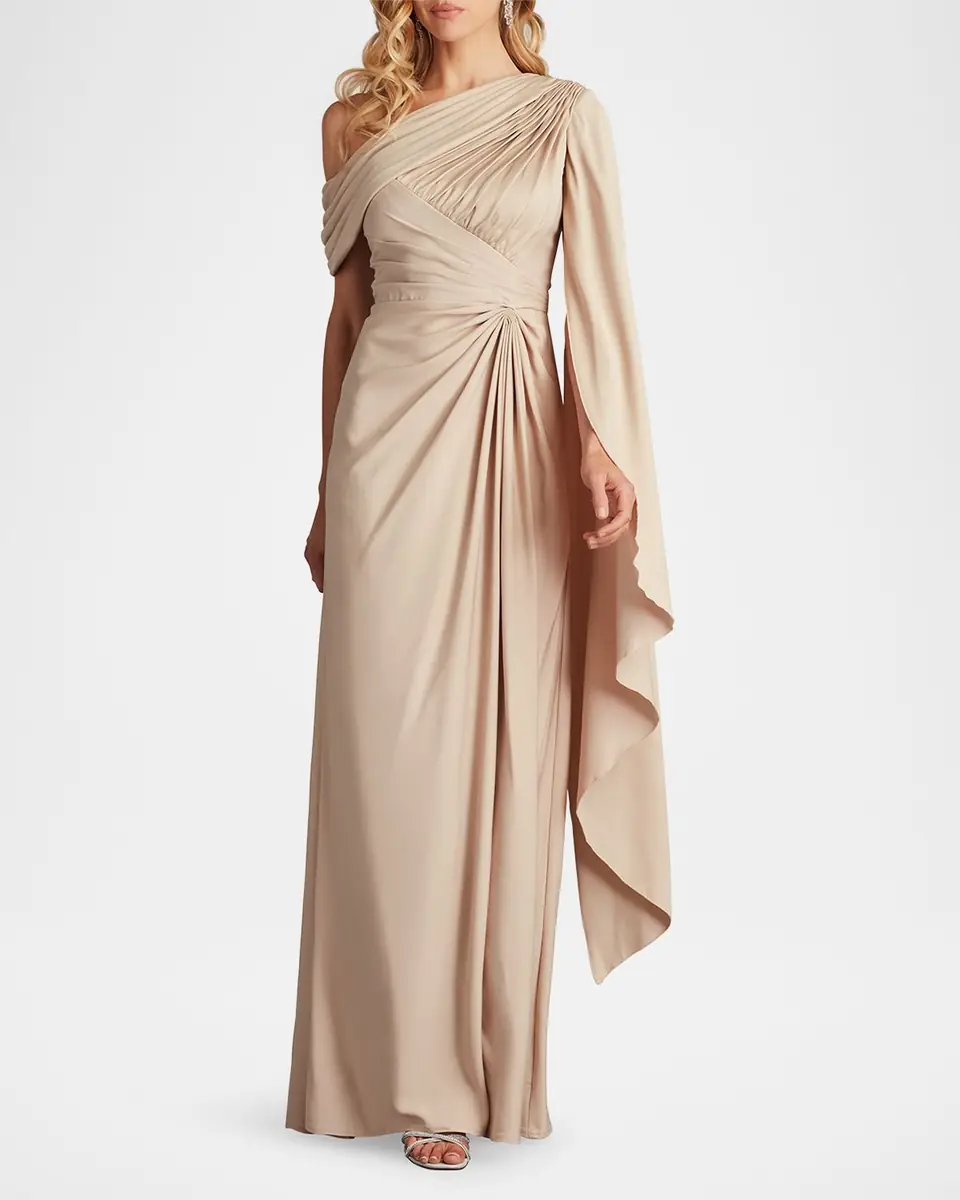 Tadashi Shoji Pleated One-Shoulder Cape Gown | Thumbnail 2 Tadashi Shoji Pleated One-Shoulder Cape Gown | Thumbnail 2