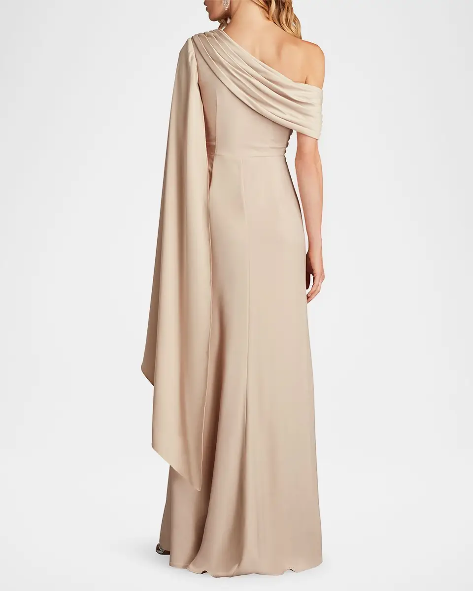 Tadashi Shoji Pleated One-Shoulder Cape Gown | Thumbnail 3 Tadashi Shoji Pleated One-Shoulder Cape Gown | Thumbnail 3