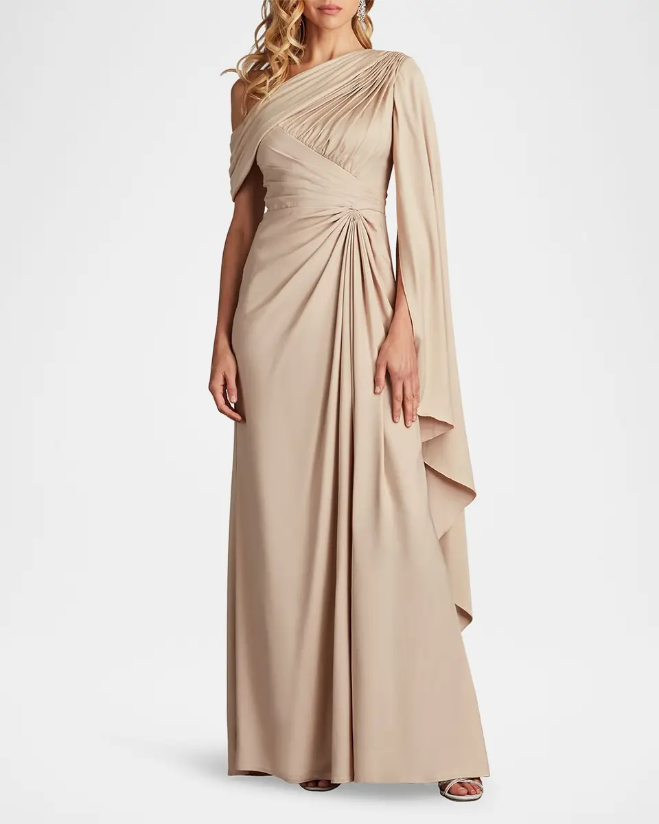 Tadashi Shoji Pleated One-Shoulder Cape Gown | Thumbnail 4 Tadashi Shoji Pleated One-Shoulder Cape Gown | Thumbnail 4