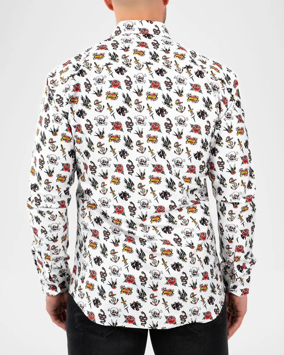 Maceoo Men's Fibonacci Tattoo-Print Cotton Sport Shirt | Thumbnail 2 Maceoo Men's Fibonacci Tattoo-Print Cotton Sport Shirt | Thumbnail 2