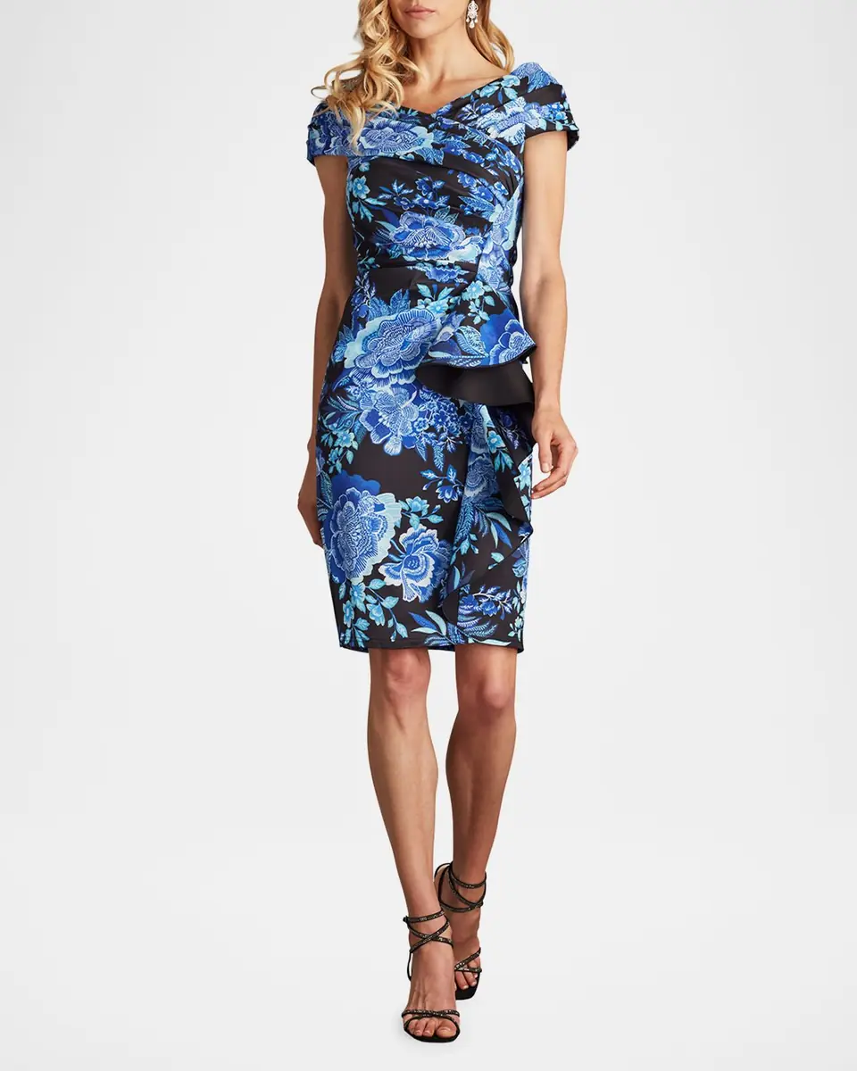 Tadashi Shoji Bodycon Floral-Print Ruffle Dress | Thumbnail 4 Tadashi Shoji Bodycon Floral-Print Ruffle Dress | Thumbnail 4