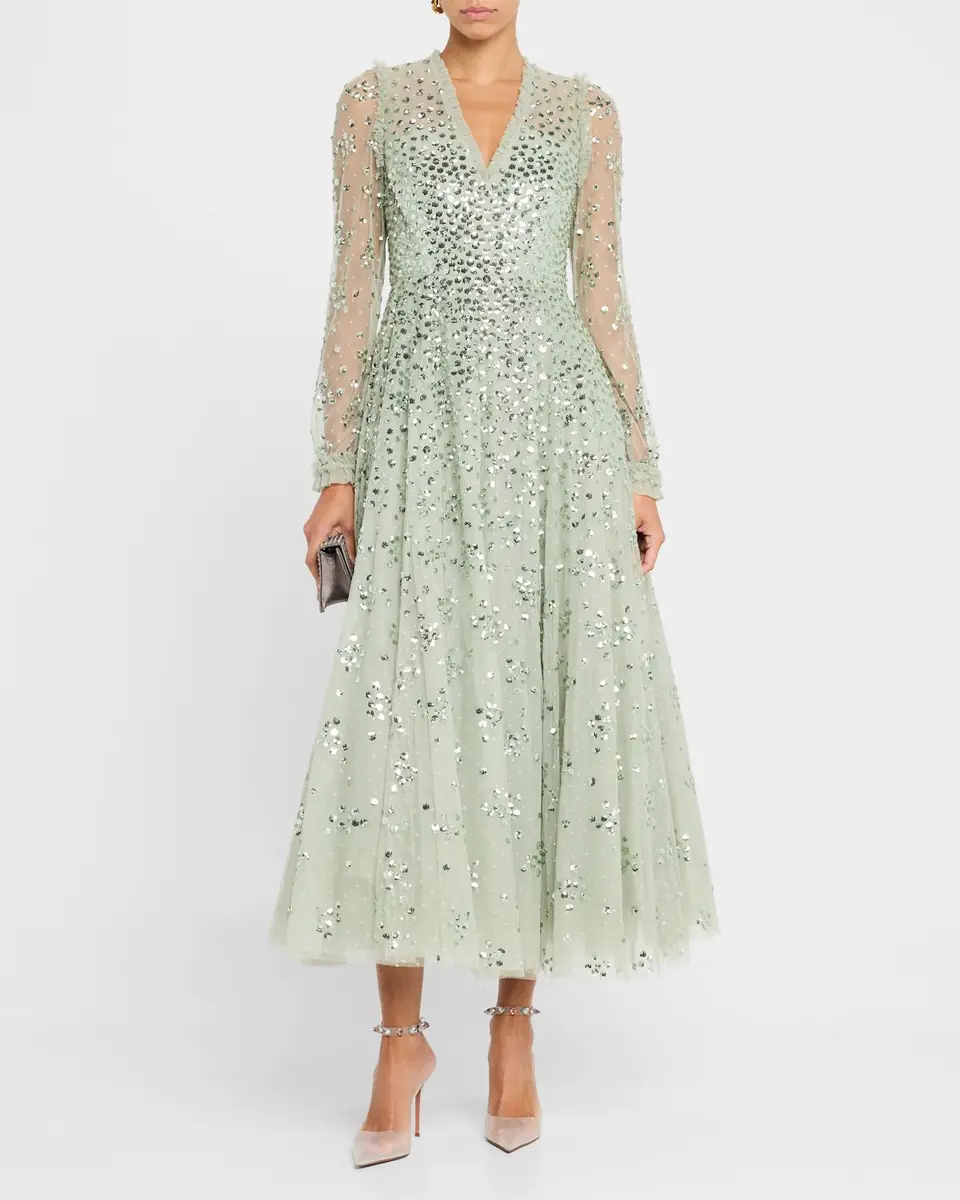NEEDLE & THREAD Leila Sequin Dot Tulle Ankle Gown | Thumbnail 2