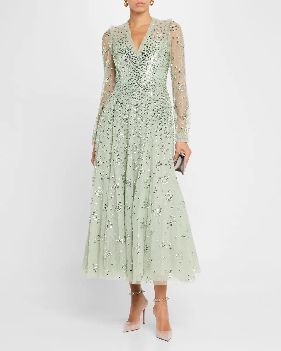 NEEDLE & THREAD Leila Sequin Dot Tulle Ankle Gown | Thumbnail 4