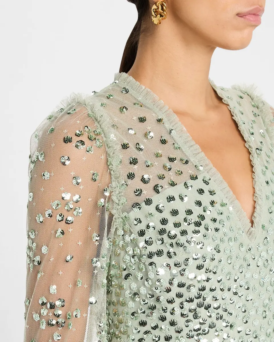 NEEDLE & THREAD Leila Sequin Dot Tulle Ankle Gown | Thumbnail 5