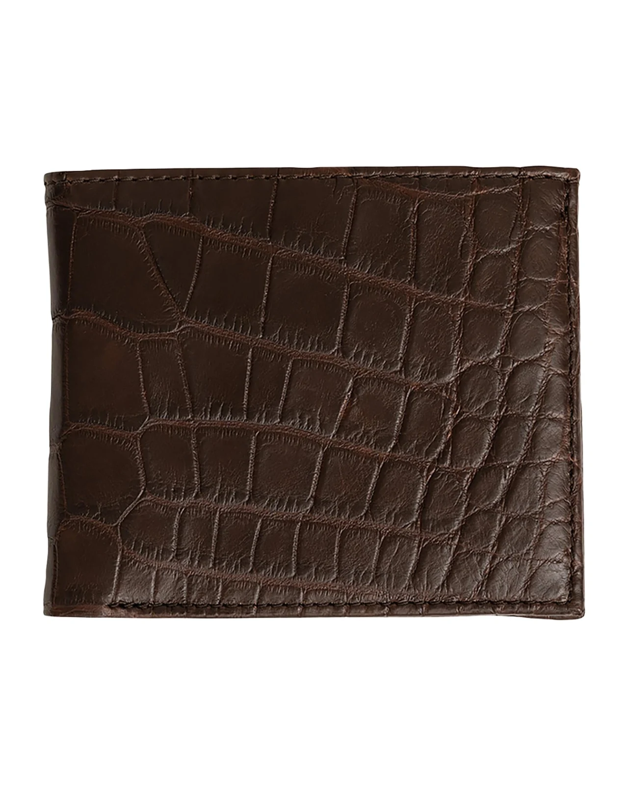 Abas Men's Matte Alligator Leather Bifold Wallet w/ ID Window