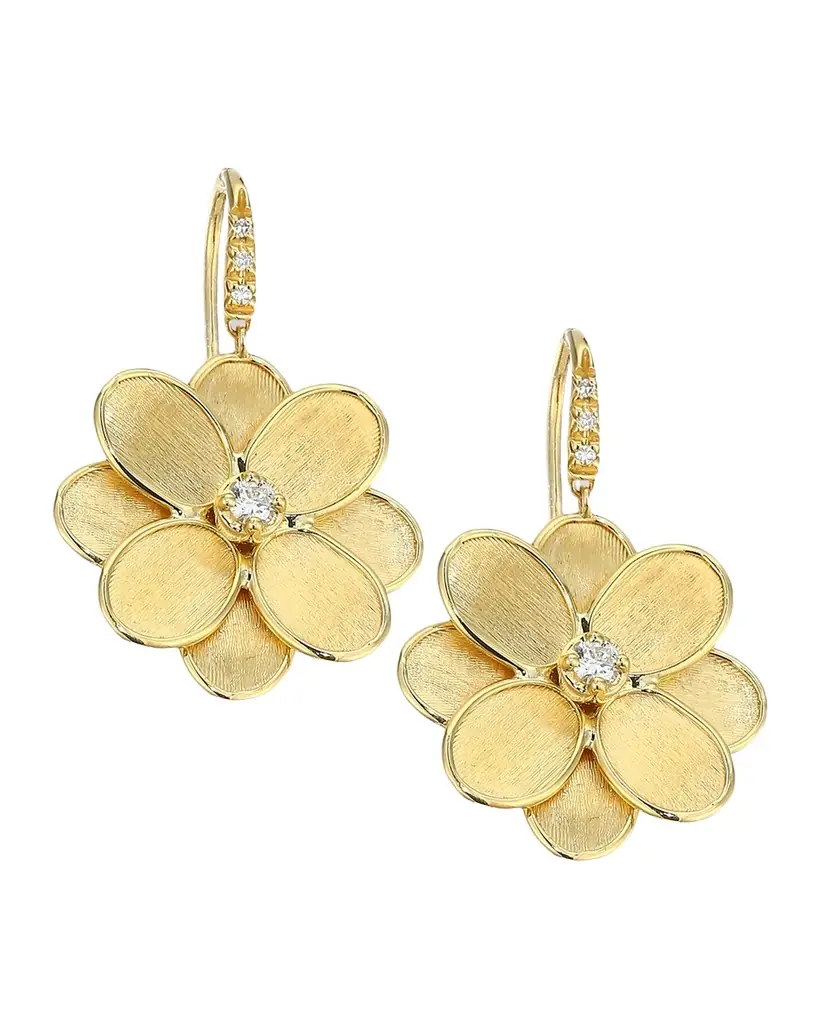 Marco Bicego Petali 18K Flower Drop Earrings with Diamonds | Image 1 Marco Bicego Petali 18K Flower Drop Earrings with Diamonds | Image 1