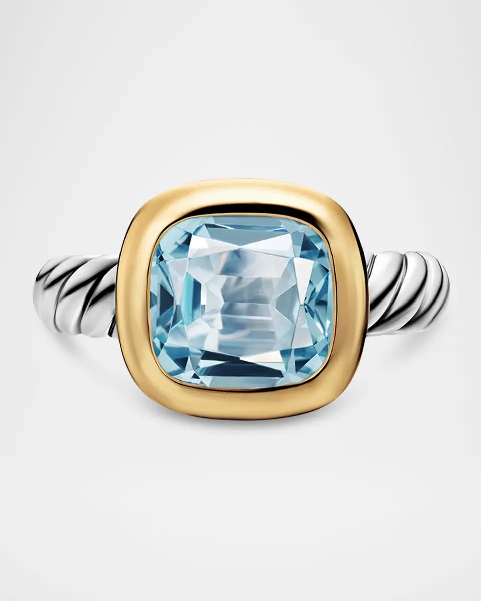 David Yurman DY Mercer Color Stone Ring in Silver with 18K Yellow Gold and Sky Blue Topaz, 10mm | Thumbnail 5
