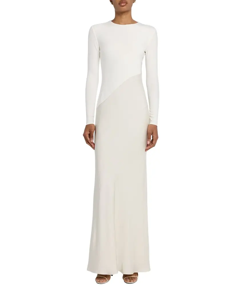 Roland Mouret Asymmetric Mixed-Media Long-Sleeve Gown | Image 1 Roland Mouret Asymmetric Mixed-Media Long-Sleeve Gown | Image 1