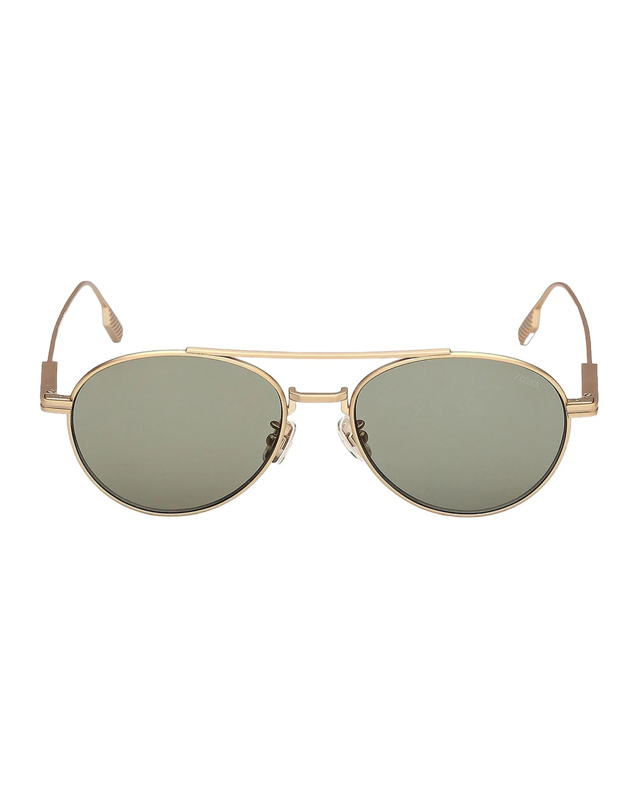 Zegna Men's Double-Bridge Titanium Round Sunglasses