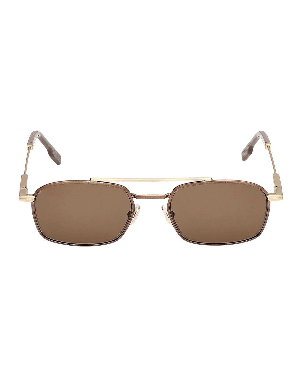 Zegna Men's Double-Bridge Metal Rectangle Sunglasses