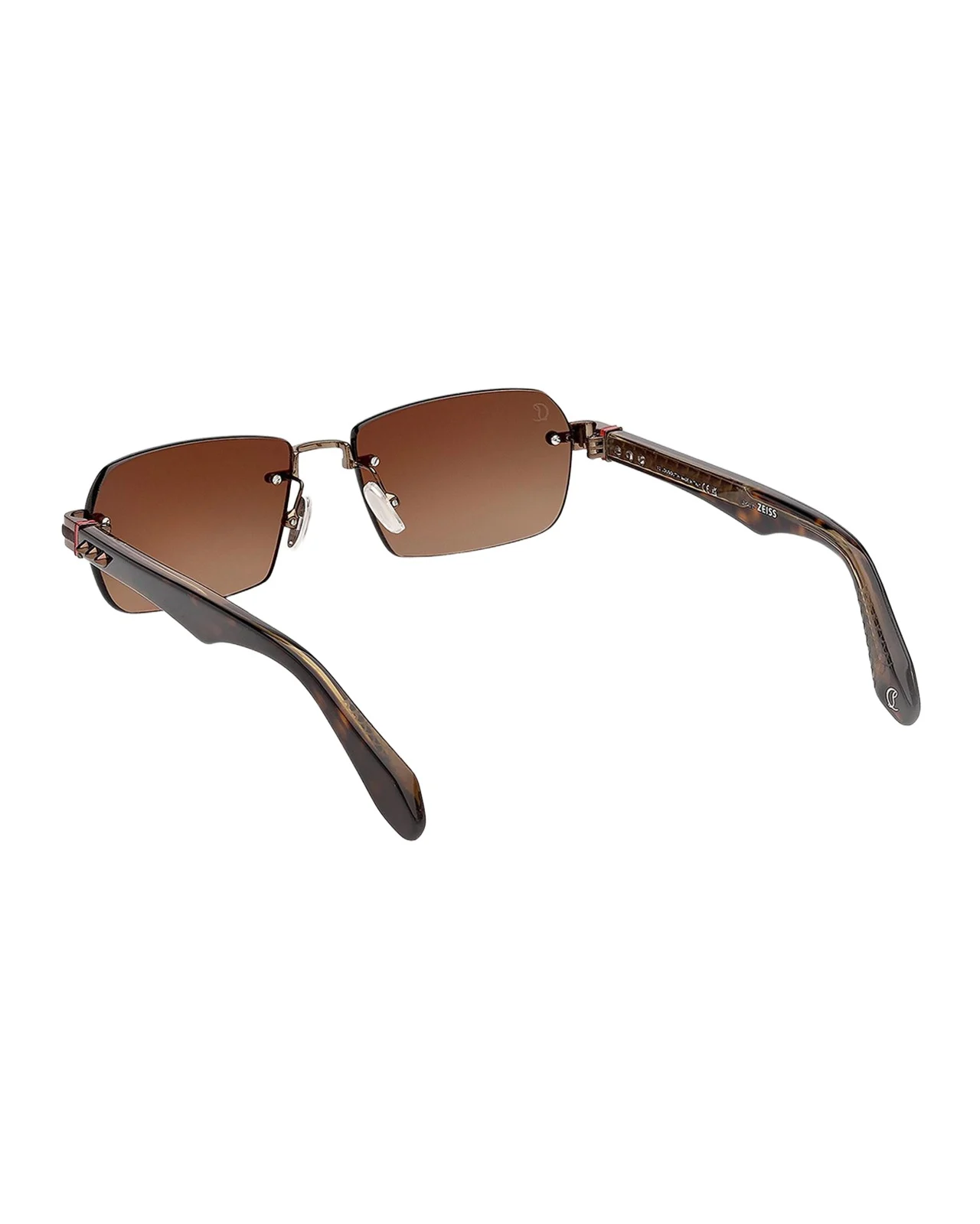 Men's Rimless Temple-Spike Metal Rectangle Sunglasses