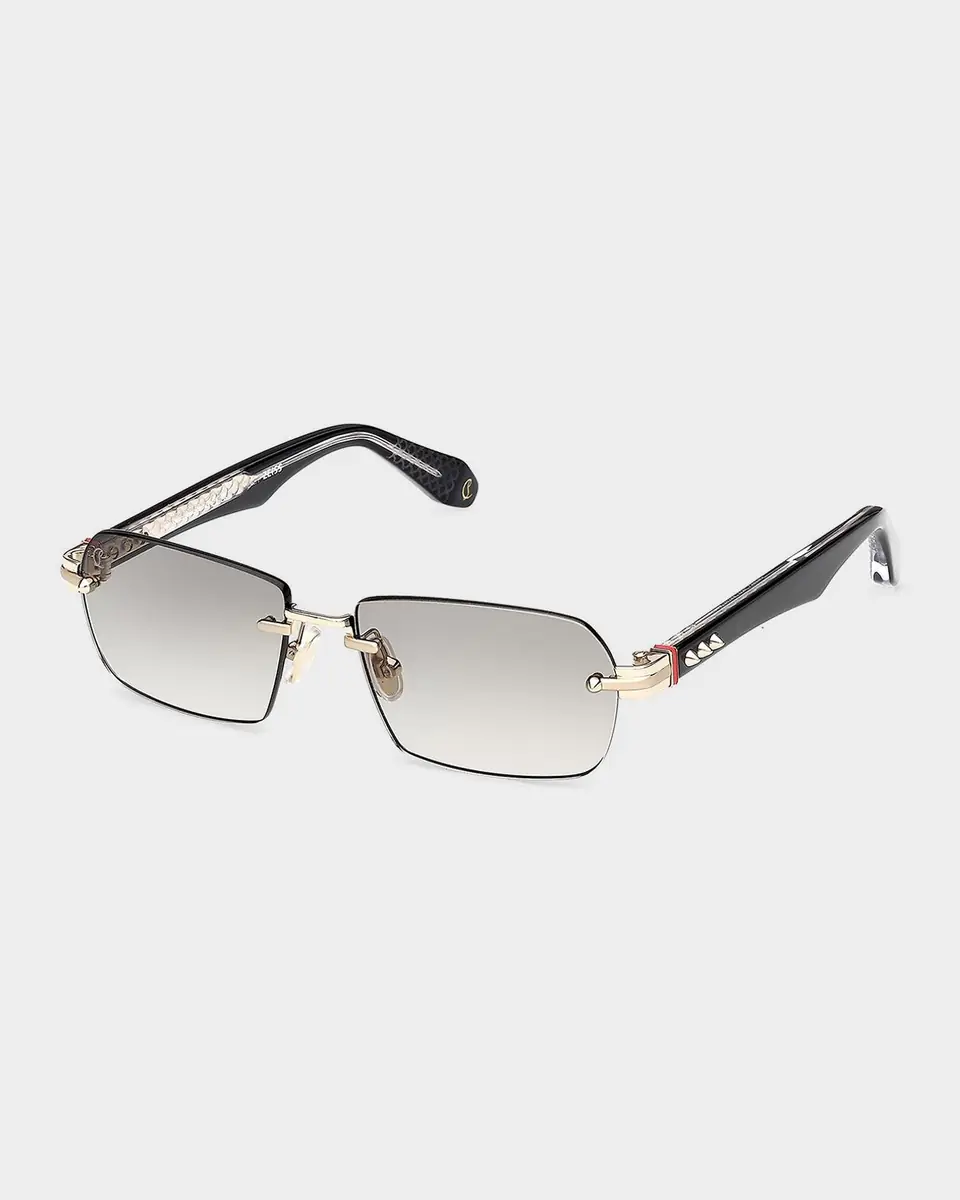 Christian Louboutin Men's Rimless Temple-Spike Metal Rectangle Eyeglasses | Thumbnail 2