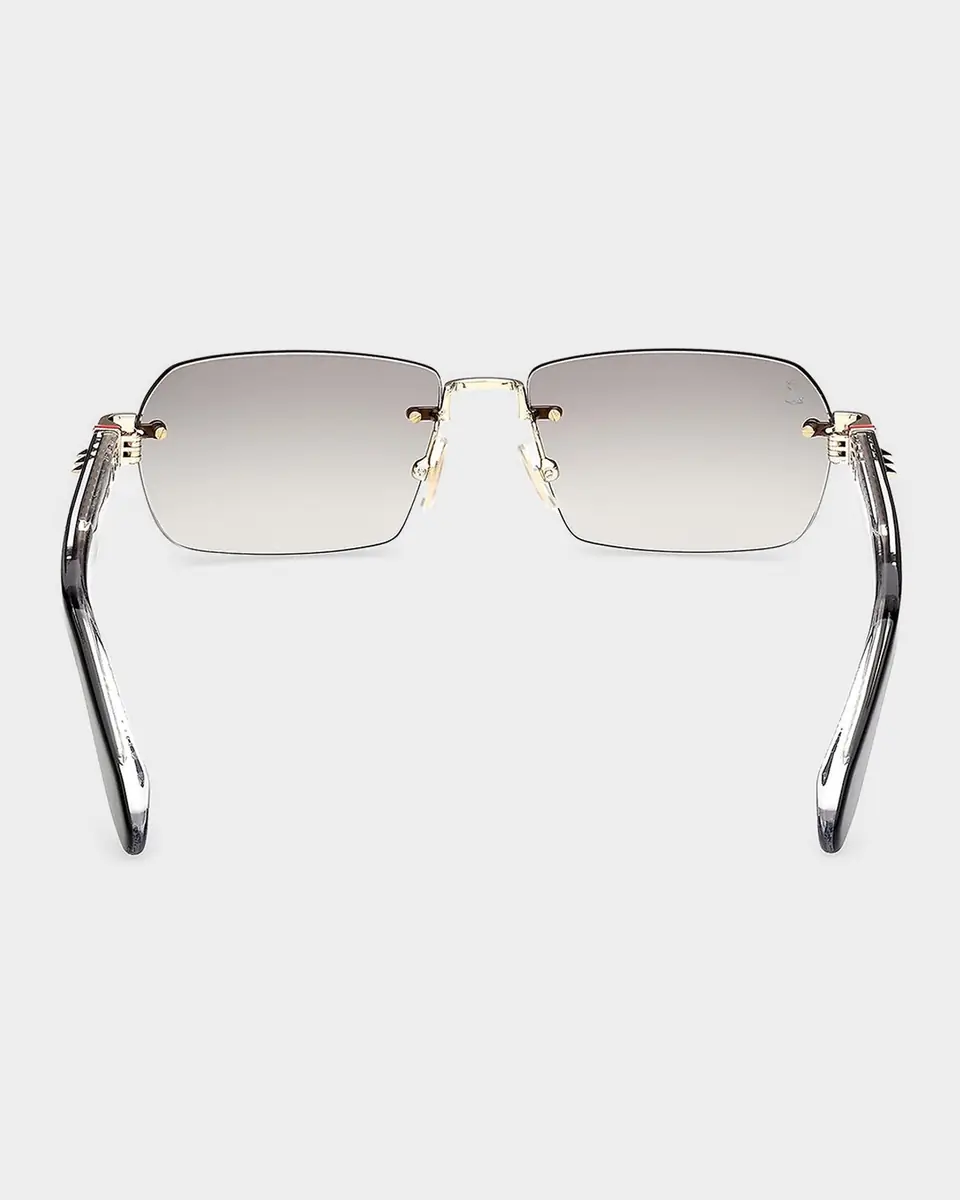Christian Louboutin Men's Rimless Temple-Spike Metal Rectangle Eyeglasses | Thumbnail 3