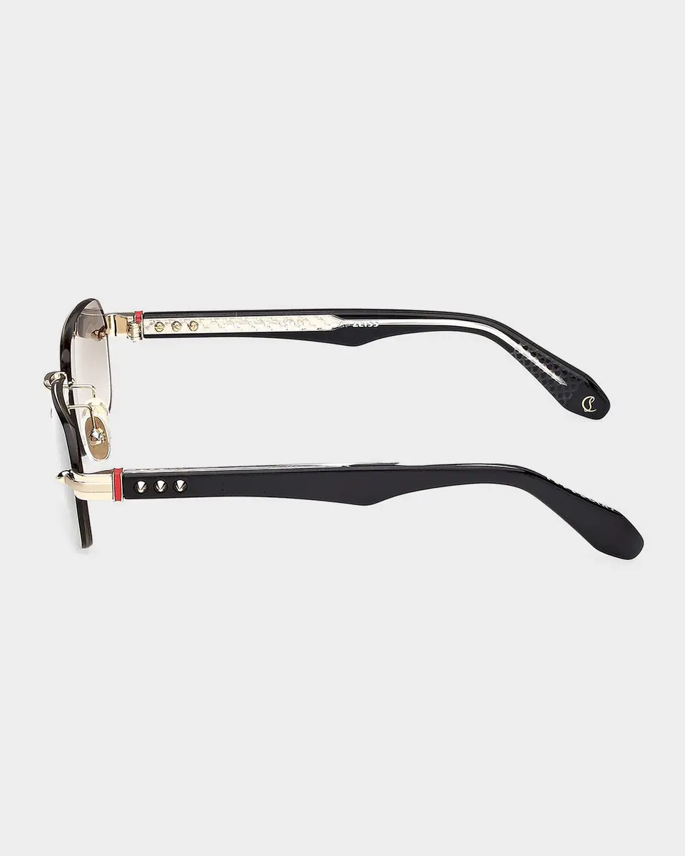 Christian Louboutin Men's Rimless Temple-Spike Metal Rectangle Eyeglasses | Thumbnail 5