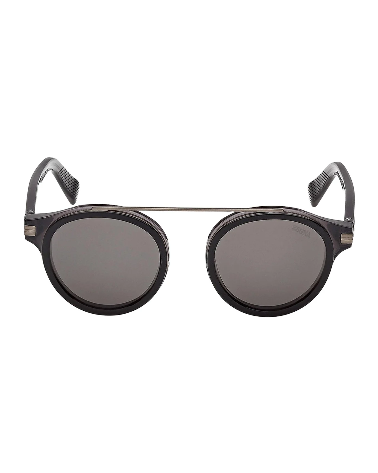 Zegna Men's Top-Bar Acetate Round Sunglasses