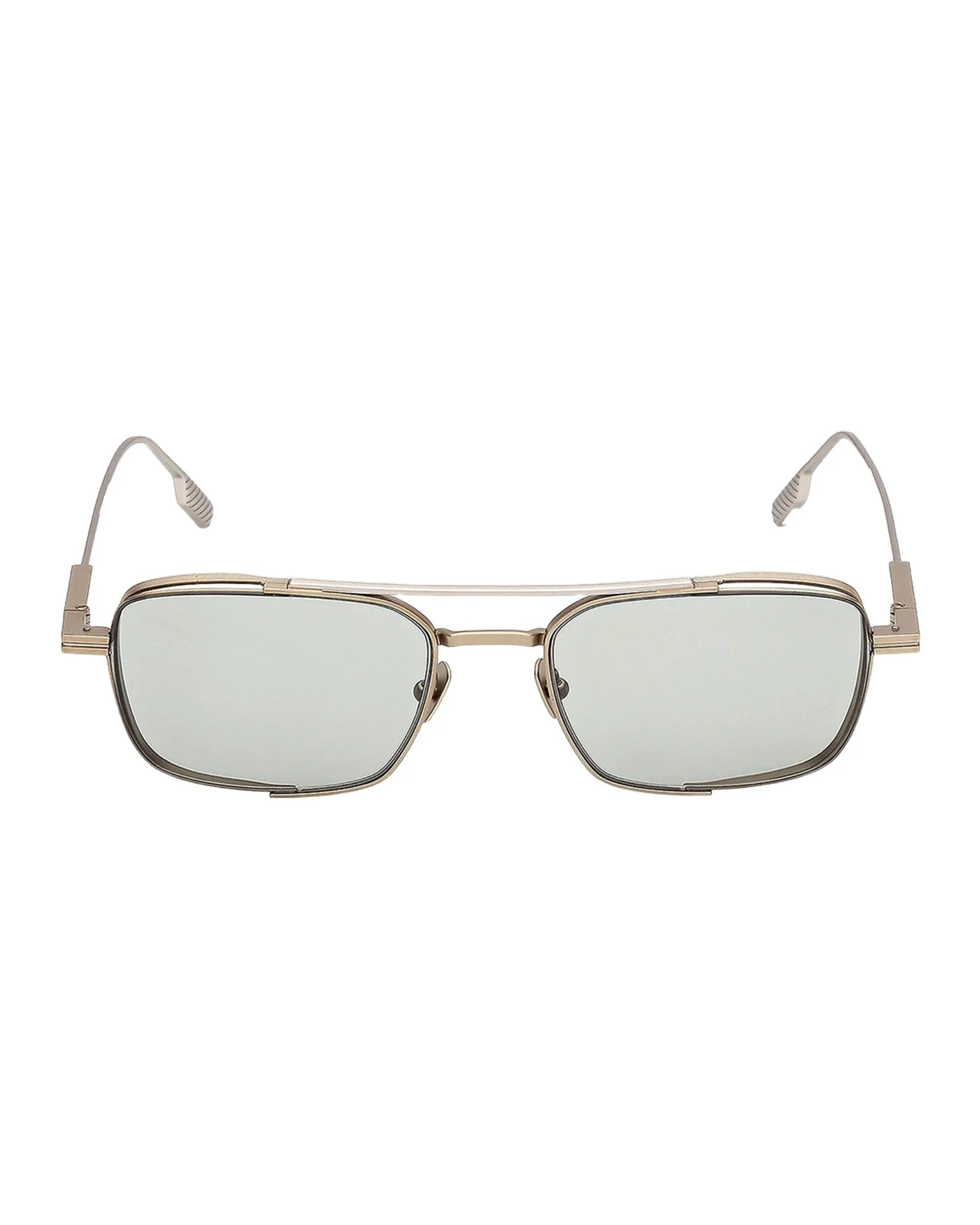 Zegna Men's Double-Bridge Titanium Rectangle Sunglasses