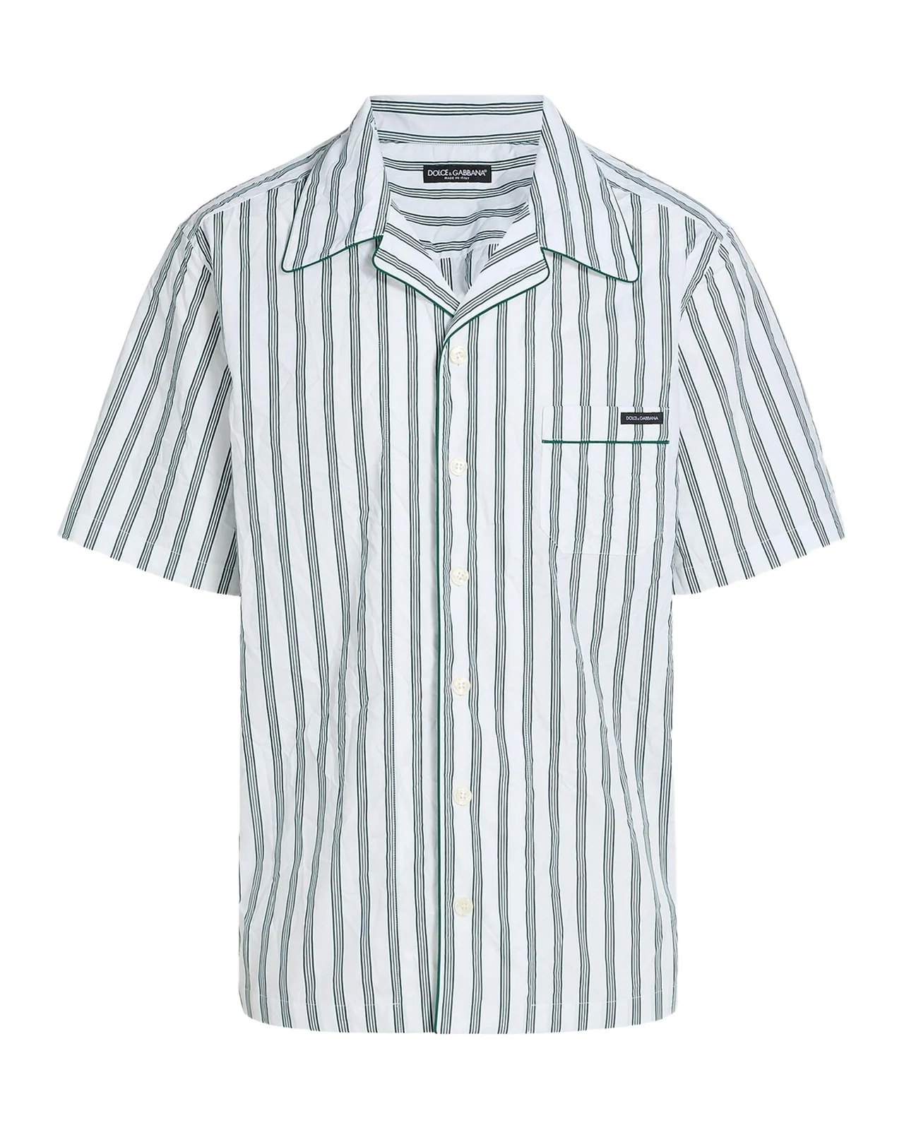 Dolce & Gabbana Men's Poplin Multi-Stripe Pocket Short-Sleeve Shirt