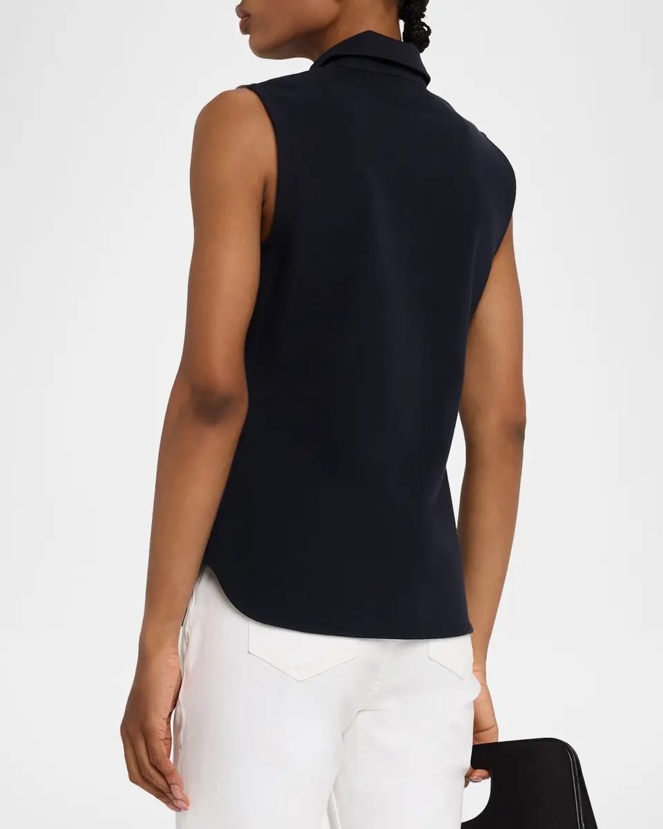 Lafayette 148 New York Sleeveless Cotton Pique Shirt | Thumbnail 2 Lafayette 148 New York Sleeveless Cotton Pique Shirt | Thumbnail 2