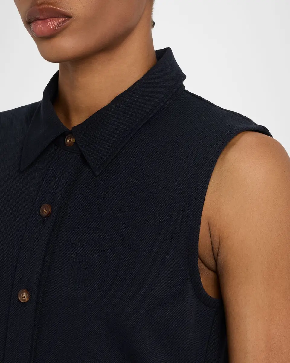 Lafayette 148 New York Sleeveless Cotton Pique Shirt | Thumbnail 4 Lafayette 148 New York Sleeveless Cotton Pique Shirt | Thumbnail 4