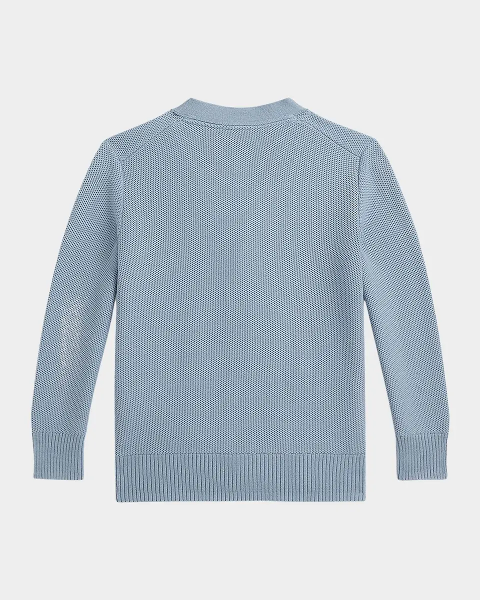 Polo Ralph Lauren Little Boy's & Boy's Mesh-Knit Cotton V-Neck Cardigan | Thumbnail 2 Polo Ralph Lauren Little Boy's & Boy's Mesh-Knit Cotton V-Neck Cardigan | Thumbnail 2