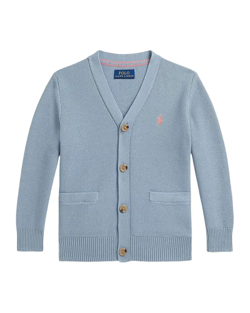 Polo Ralph Lauren Little Boy 's & Boy 's Mesh-Knit Cotton V-Neck Cardigan | Image 1 Polo Ralph Lauren Little Boy 's & Boy 's Mesh-Knit Cotton V-Neck Cardigan | Image 1