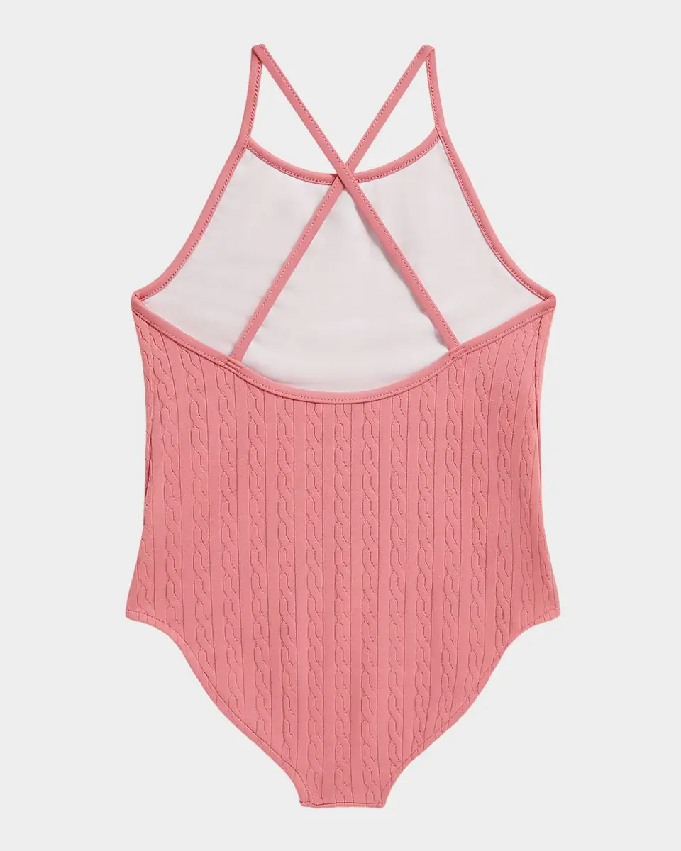 Polo Ralph Lauren Little Girl's & Girl's Mini-Cable Jacquard One-Piece Swimsuit | Thumbnail 3