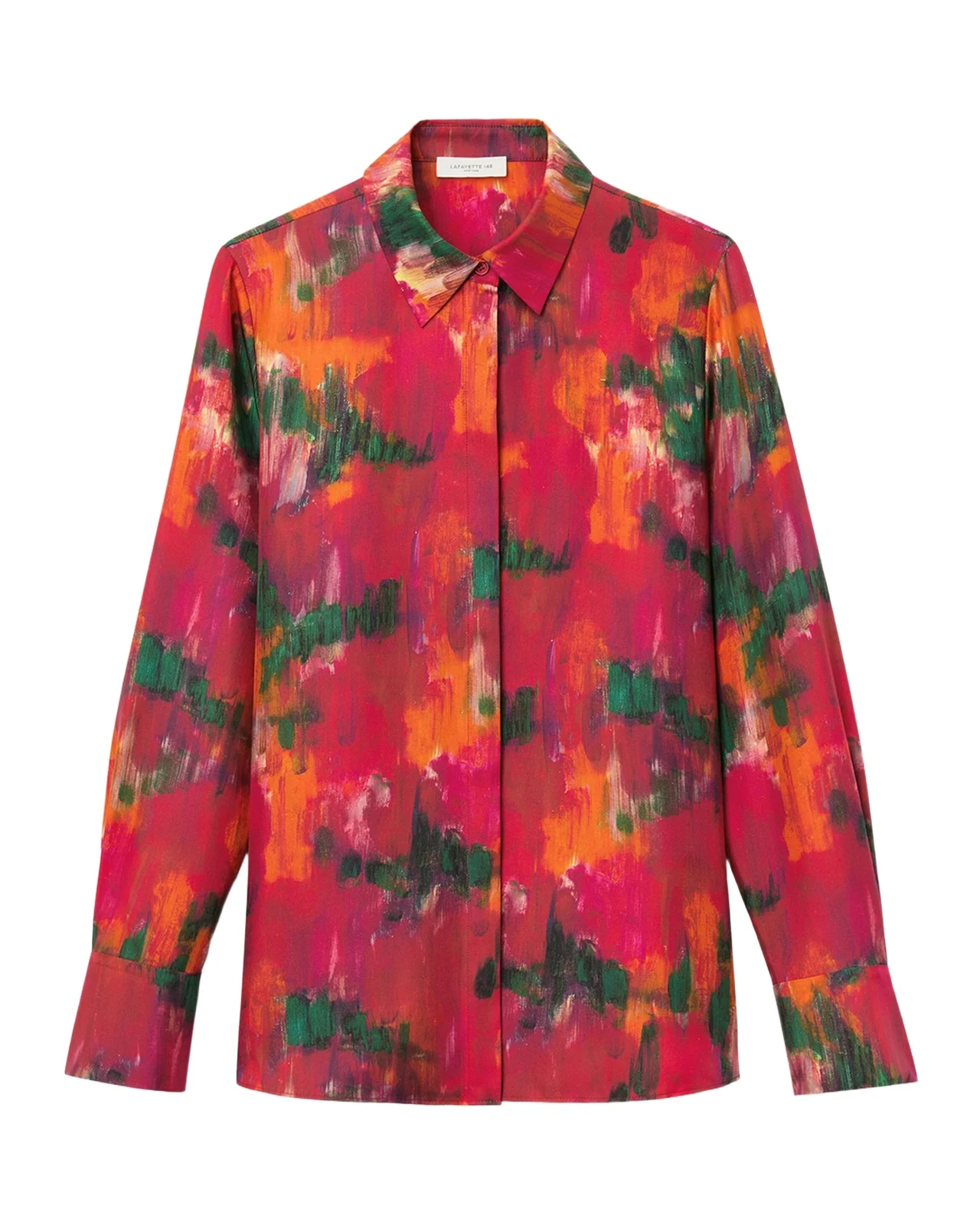 Scottie Blossom-Print Silk Twill Blouse