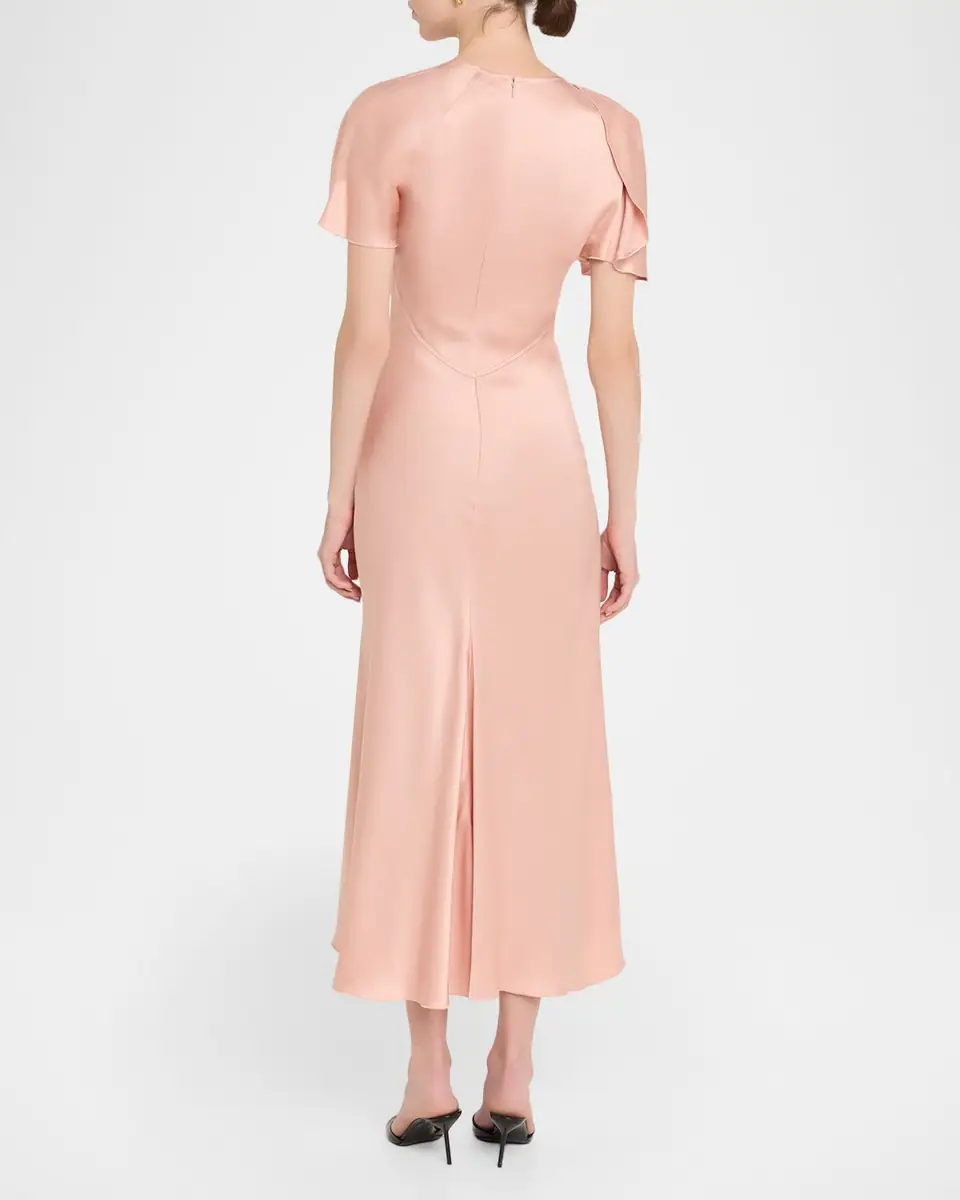 Victoria Beckham Draped Neck Satin Midi Dress | Thumbnail 3 Victoria Beckham Draped Neck Satin Midi Dress | Thumbnail 3