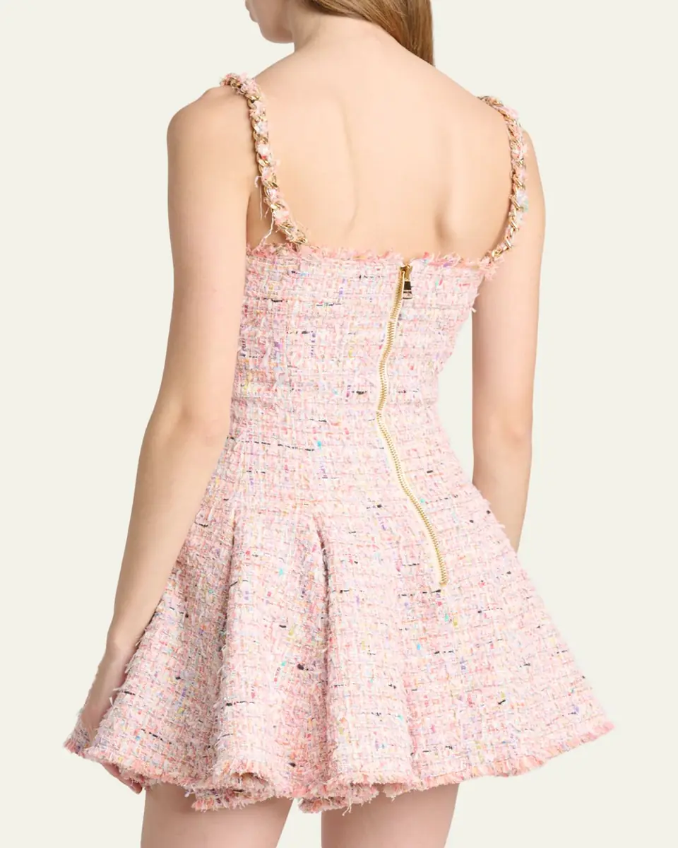 Balmain Tweed Sleeveless Flared Mini Dress | Thumbnail 7 Balmain Tweed Sleeveless Flared Mini Dress | Thumbnail 7