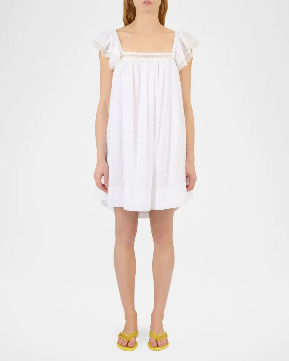 Ganni Broderie Anglaise Mini Dress | Thumbnail 2 Ganni Broderie Anglaise Mini Dress | Thumbnail 2