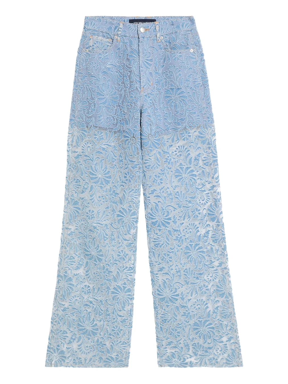 Taylor Sheer Floral Wide-Leg Jeans Taylor Sheer Floral Wide-Leg Jeans