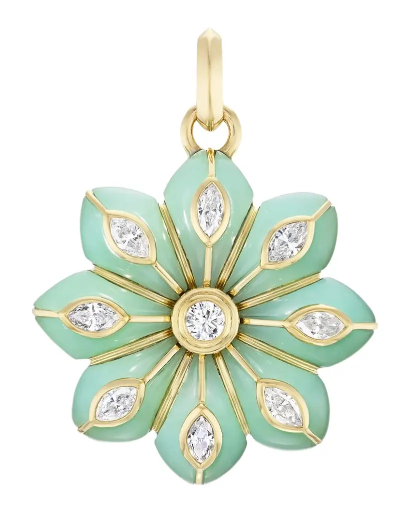 18K Chrysoprase Bloom Inlay Pendant 18K Chrysoprase Bloom Inlay Pendant