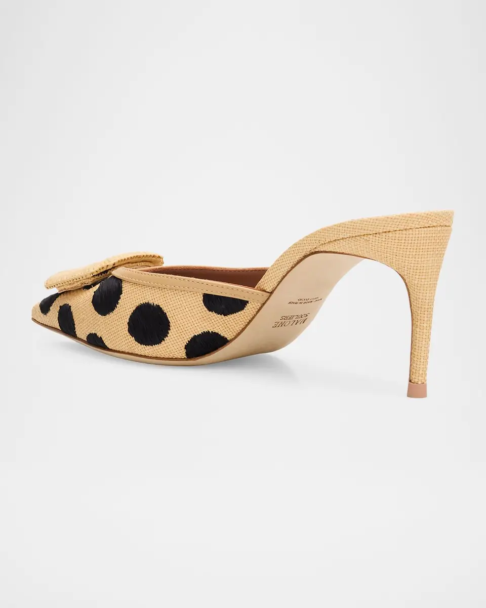 Malone Souliers 70mm Mona Polka-Dot Raffia Buckle Mules | Thumbnail 2 Malone Souliers 70mm Mona Polka-Dot Raffia Buckle Mules | Thumbnail 2