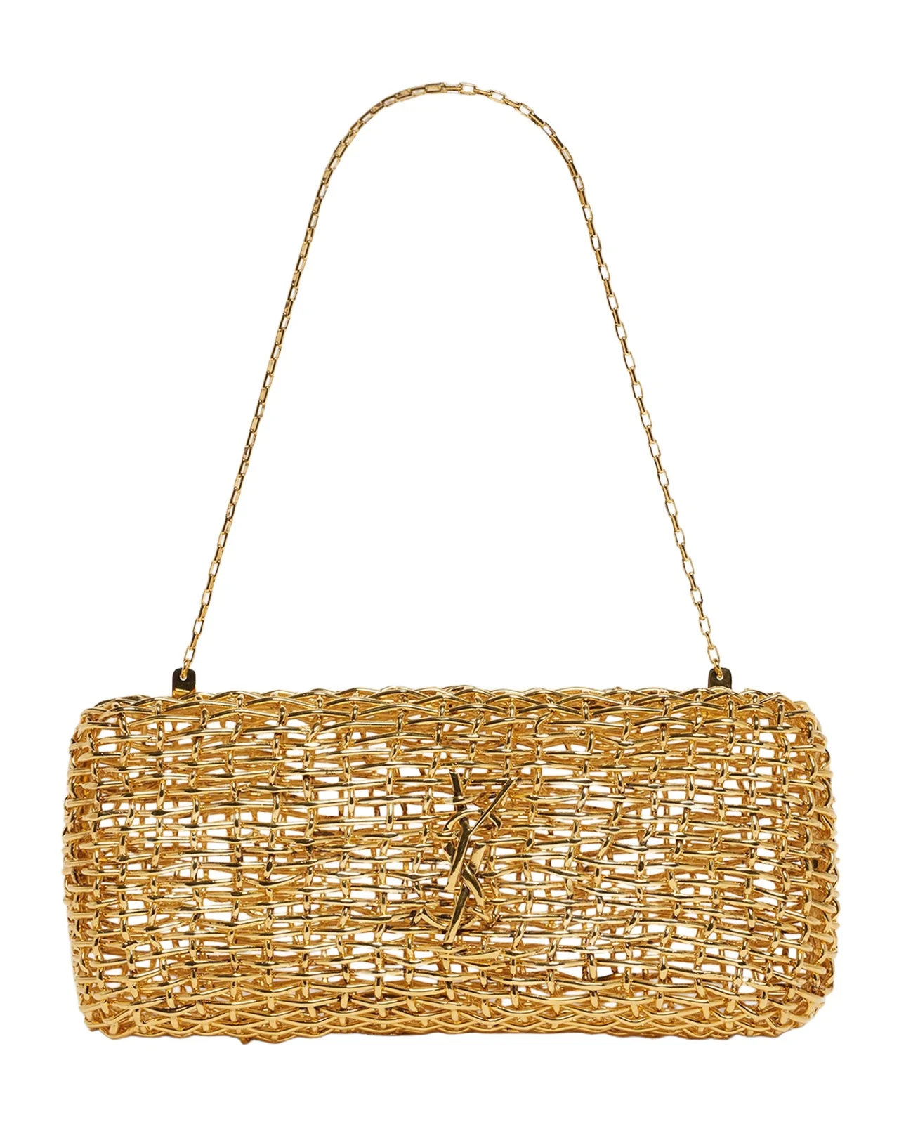 Tresse Woven Brass Clutch Bag